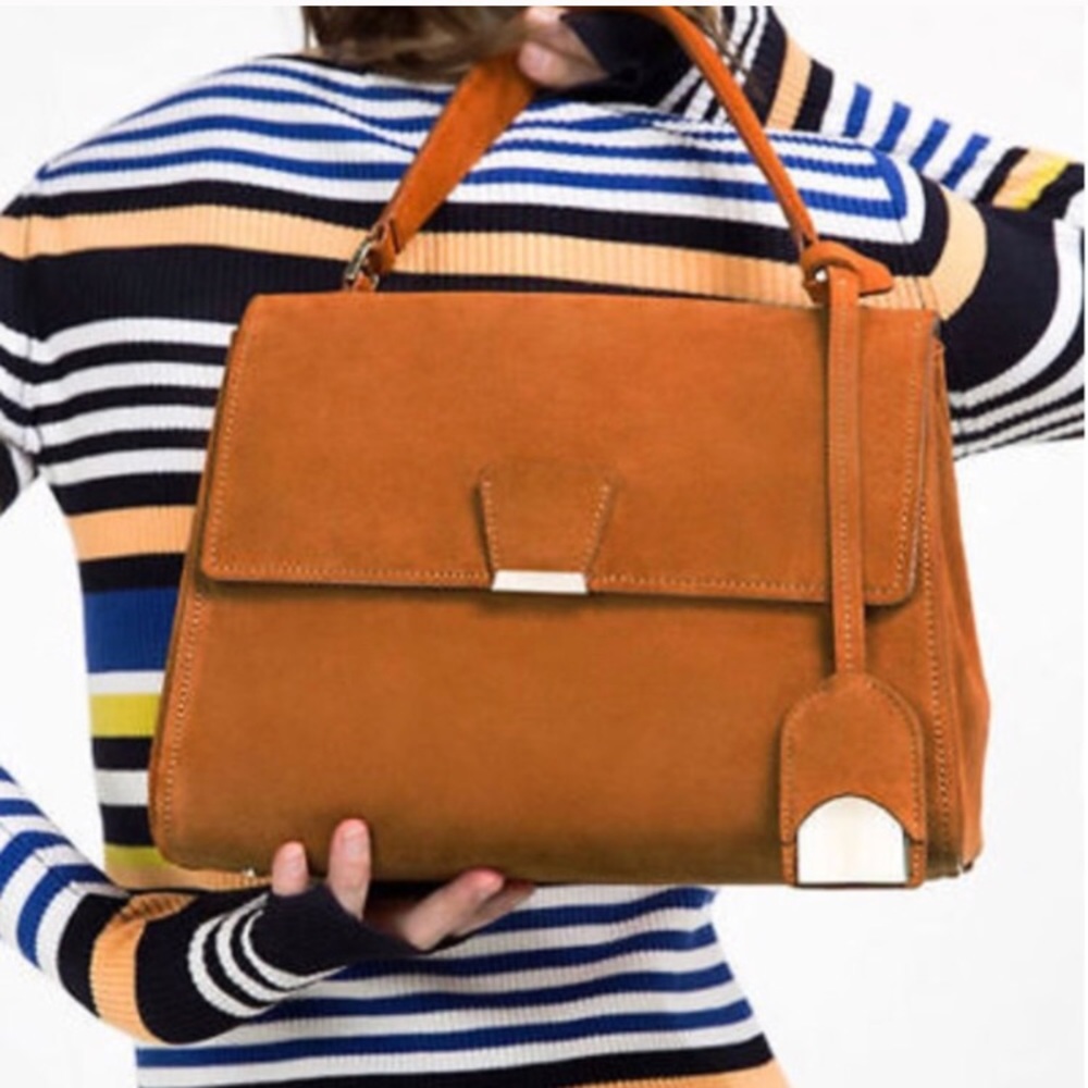 ZARA 100% SUEDE LEATHER BAG BRAND NEW WITH TAGS
